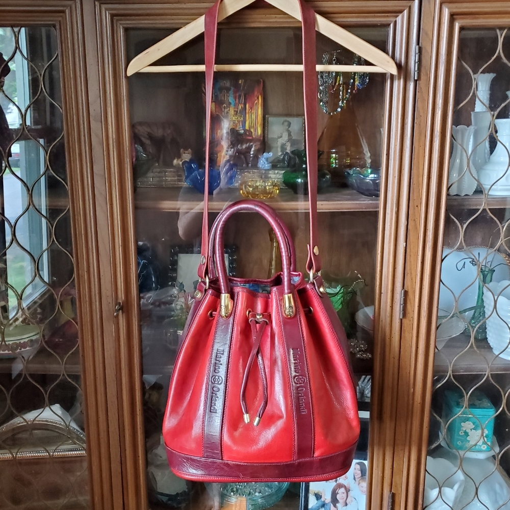Marino Orlandi Red Drawstring Purse - Picture 2 of 12